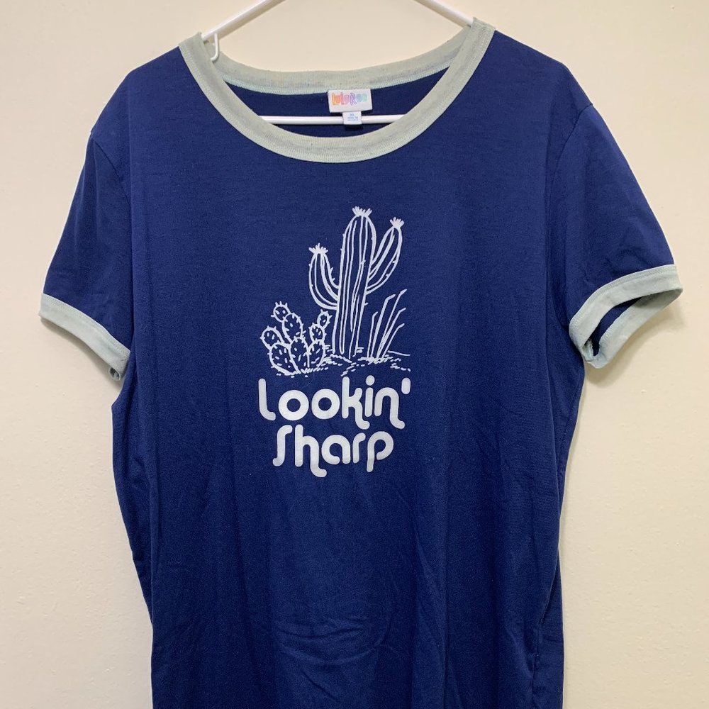 LuLaRoe Liv- Blue with cactus